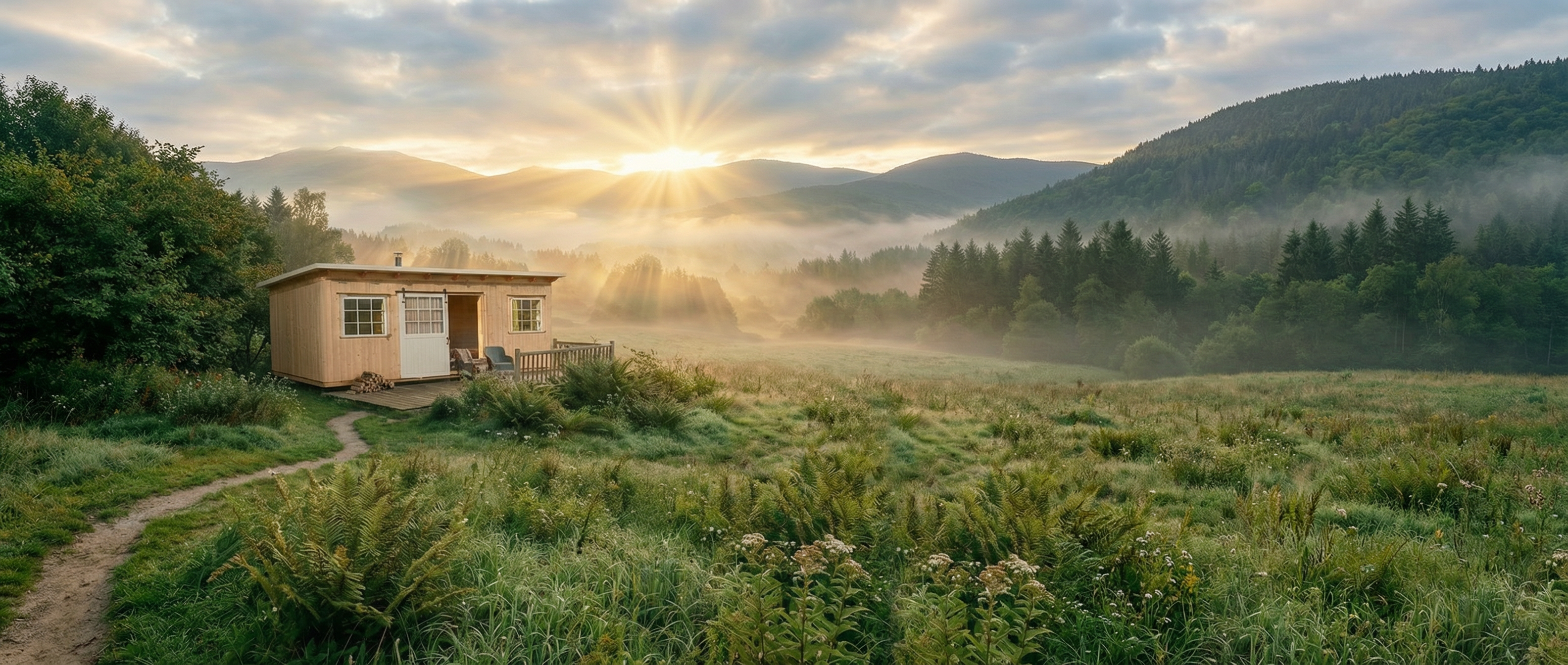 Dřevěný tiny house v přírodě